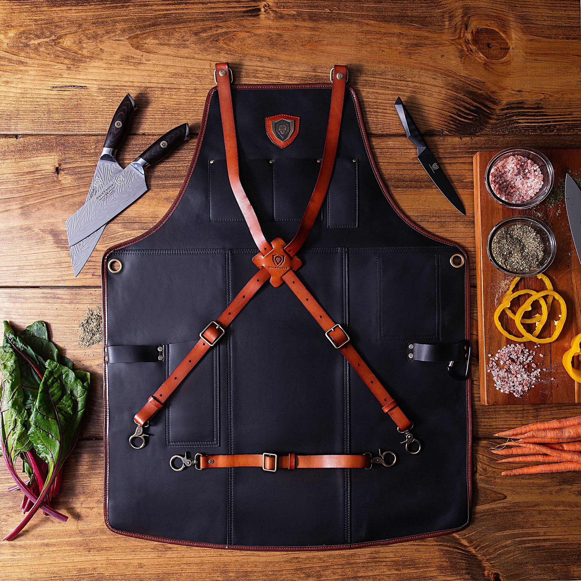 Premium Top Grain Leather Professional Chef Apron - The Culinary Commander by Dalstrong | Durable Kitchen Apron for Cooking, Grilling & Baking | Restaurant & Home Chef Essential