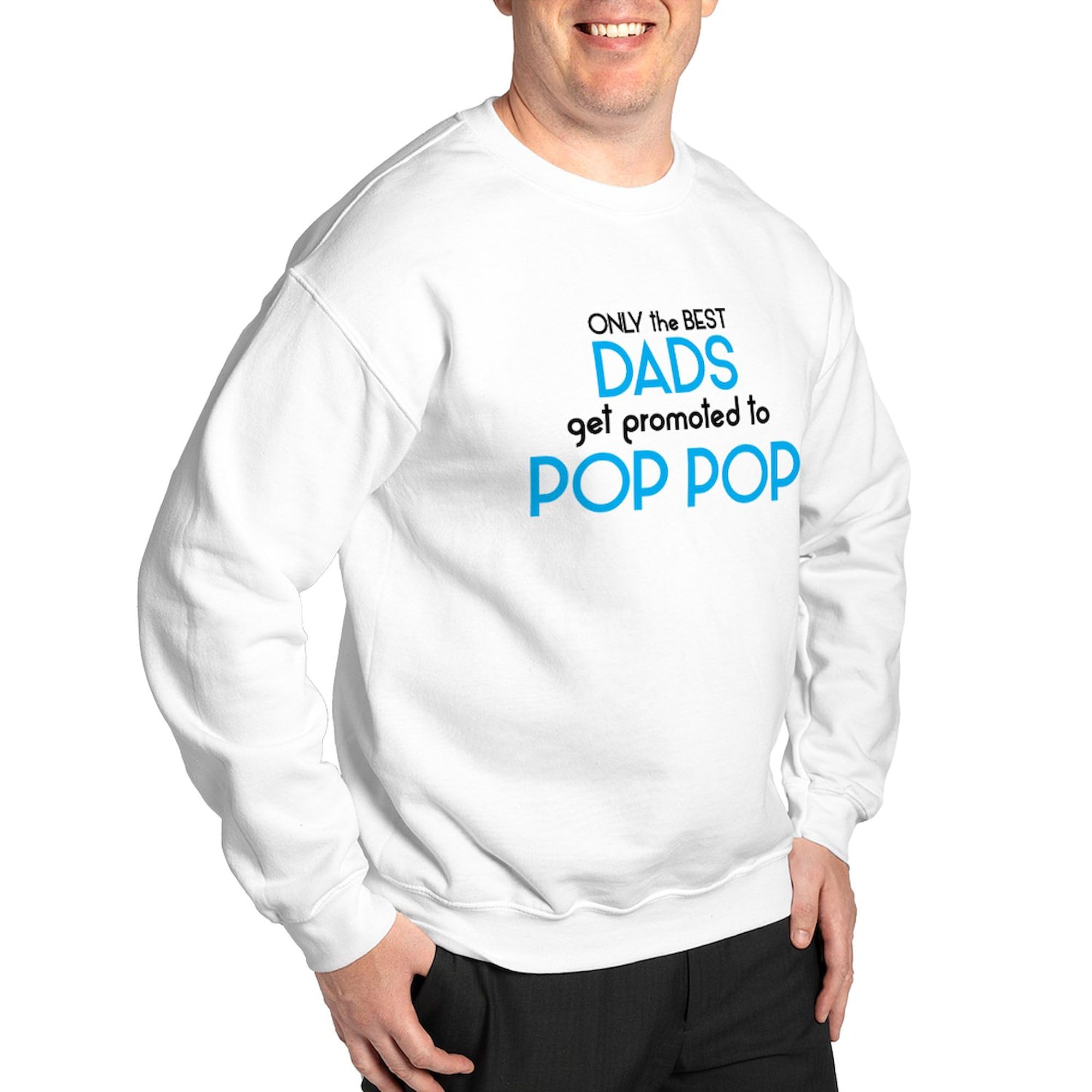 Best Dads Get Promoted to Pop Pop Sweatshirt - Classic Crew Neck Lightweight Pullover for Grandfathers | Perfect for Father's Day Gifts, Family Reunions & Casual Wear