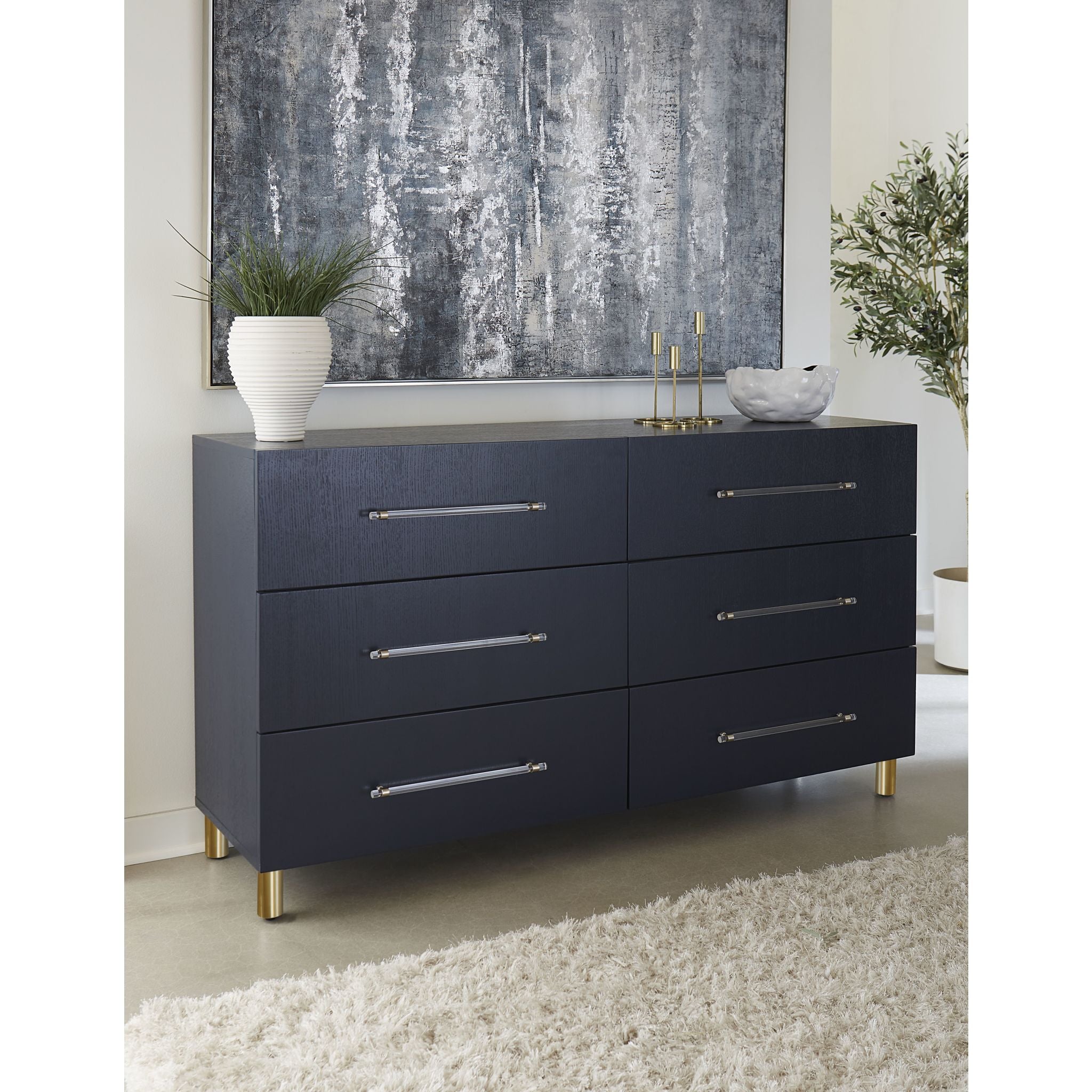 Argento 6-Drawer Dresser in Misty Grey - Modern Bedroom Storage Furniture for Home Organization & Stylish Decor