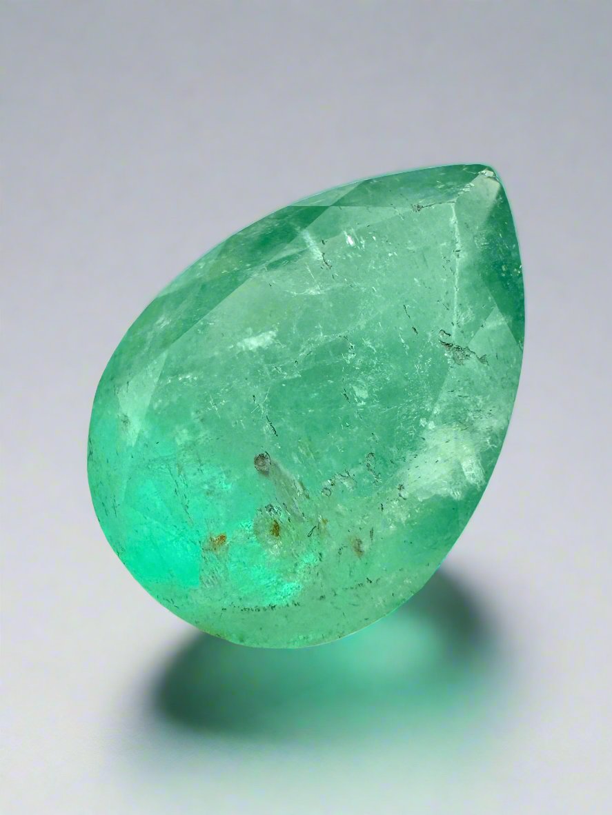 10.45 Carat Natural Colombian Emerald Pear Cut Loose Gemstone - Earthy Green 18x13mm for Jewelry Making, Engagement Rings & Luxury Gifts