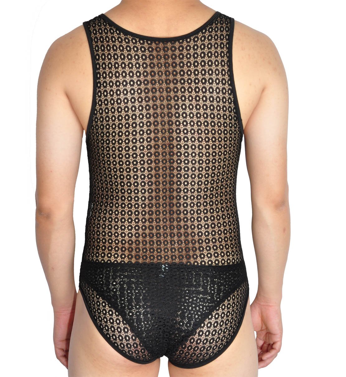 Men's Hollow Lace Leotards Bikini Briefs - Jacquard Male Bodysuit for Dance, Underwear & Costume Wear