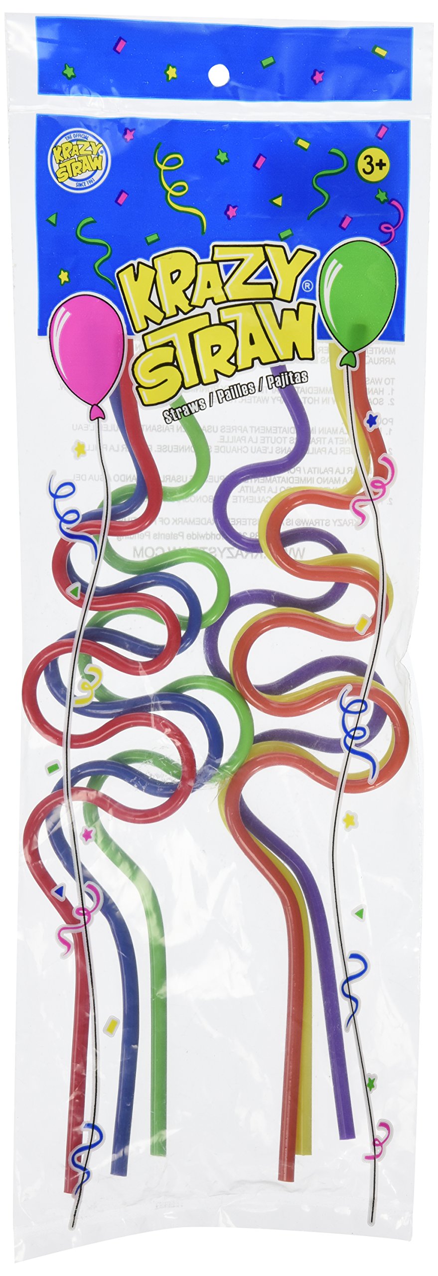 Colorful Krazy Straws - 6 Pack Fun Bendable Drinking Straws for Kids, Party Supplies, Smoothies, Milkshakes & Juice Drinks
