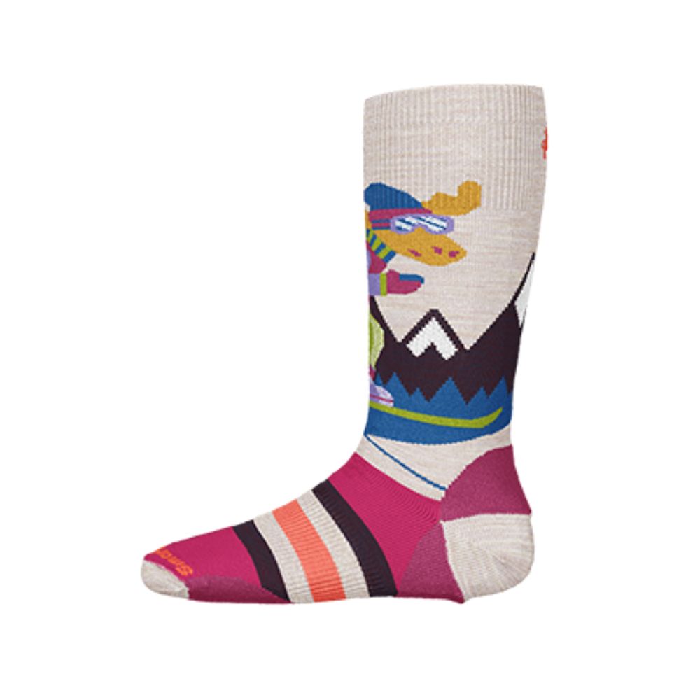 Smartwool Kids Winter Sport Full Cushion Ski Socks with Moose Design - Warm & Comfortable for Snowboarding, Skiing & Cold Weather Activities