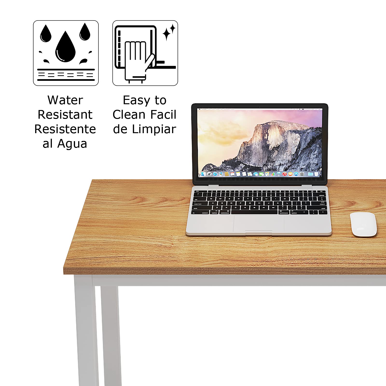 SogesPower 47.2 Inch Modern Computer Desk - Sturdy Study Table & Laptop Workstation for Home Office (Teak White) | Perfect for Remote Work, Online Classes & Gaming Setup