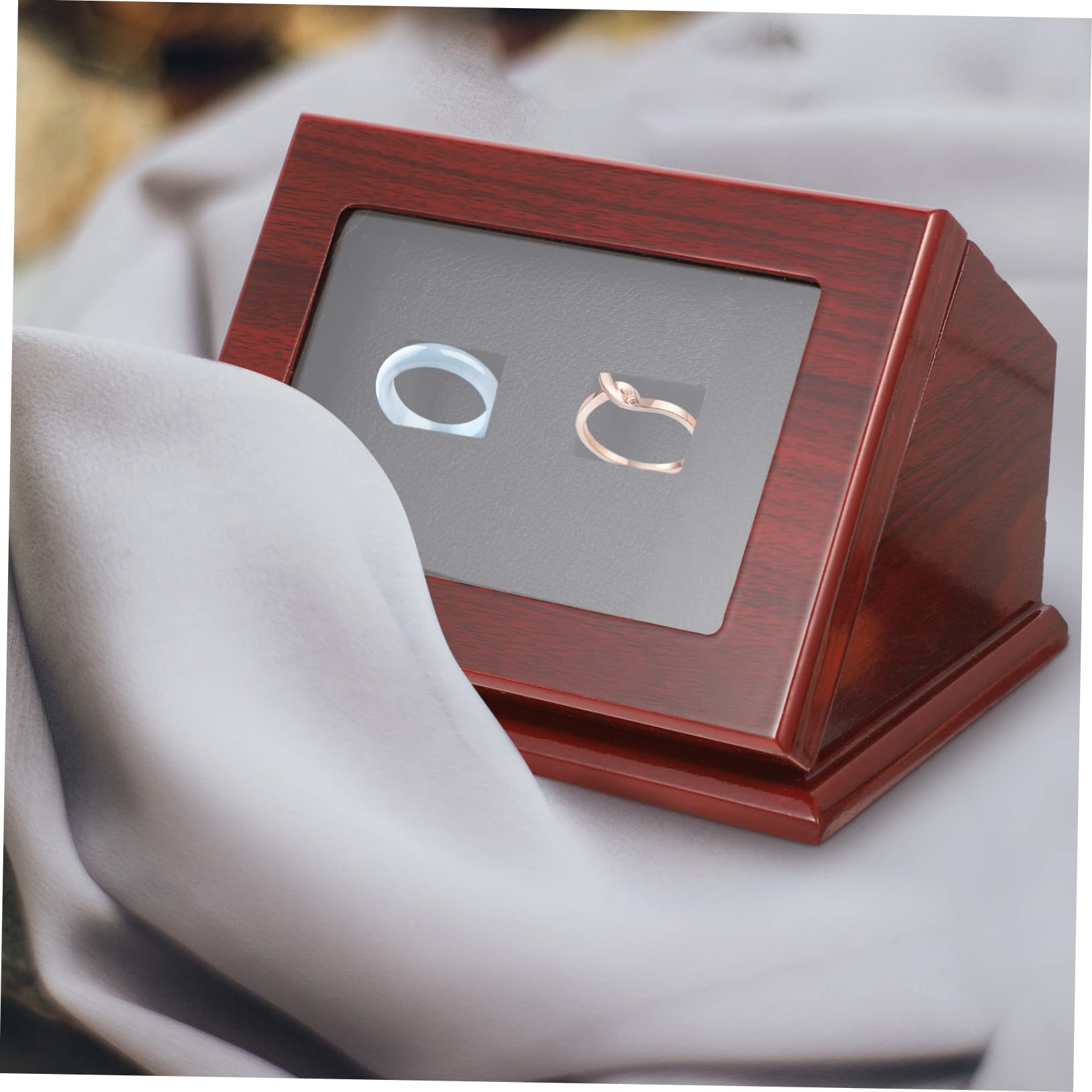 Premium 2-Piece Wooden Ring Display Case - Portable Jewelry Box for Sports Accessories, Engagement Rings & Wedding Bands - Perfect for Retail Stores, Jewelry Shows & Home Organization