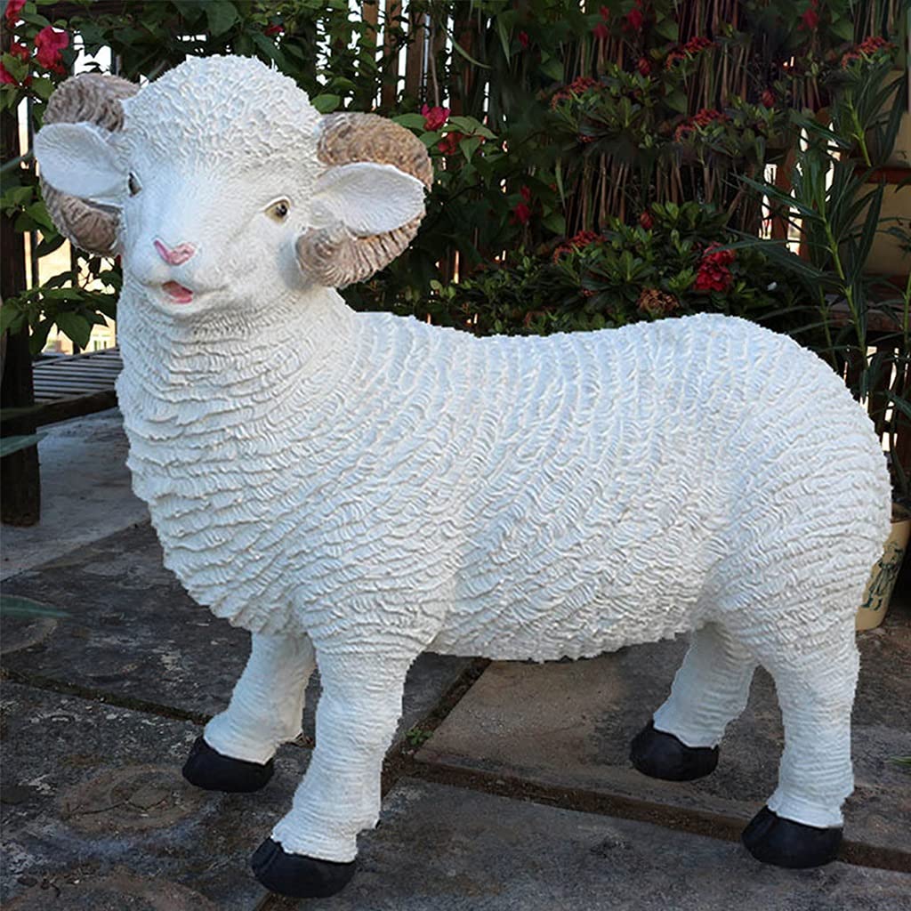 Realistic Resin Sheep Garden Sculpture - Outdoor Lawn Decoration, Landscape Animal Statue for Yard & Patio (Size B) | Perfect for Farmhouse Decor, Cottage Gardens & Backyard Landscaping