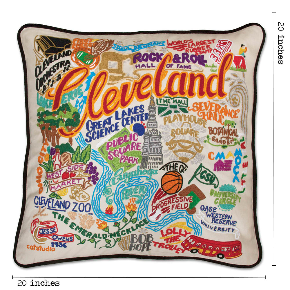 Hand Embroidered Decorative Throw Pillow Cover - Boho Chic Home Decor for Living Room, Bedroom, Sofa & Couch | Cleveland Inspired Design