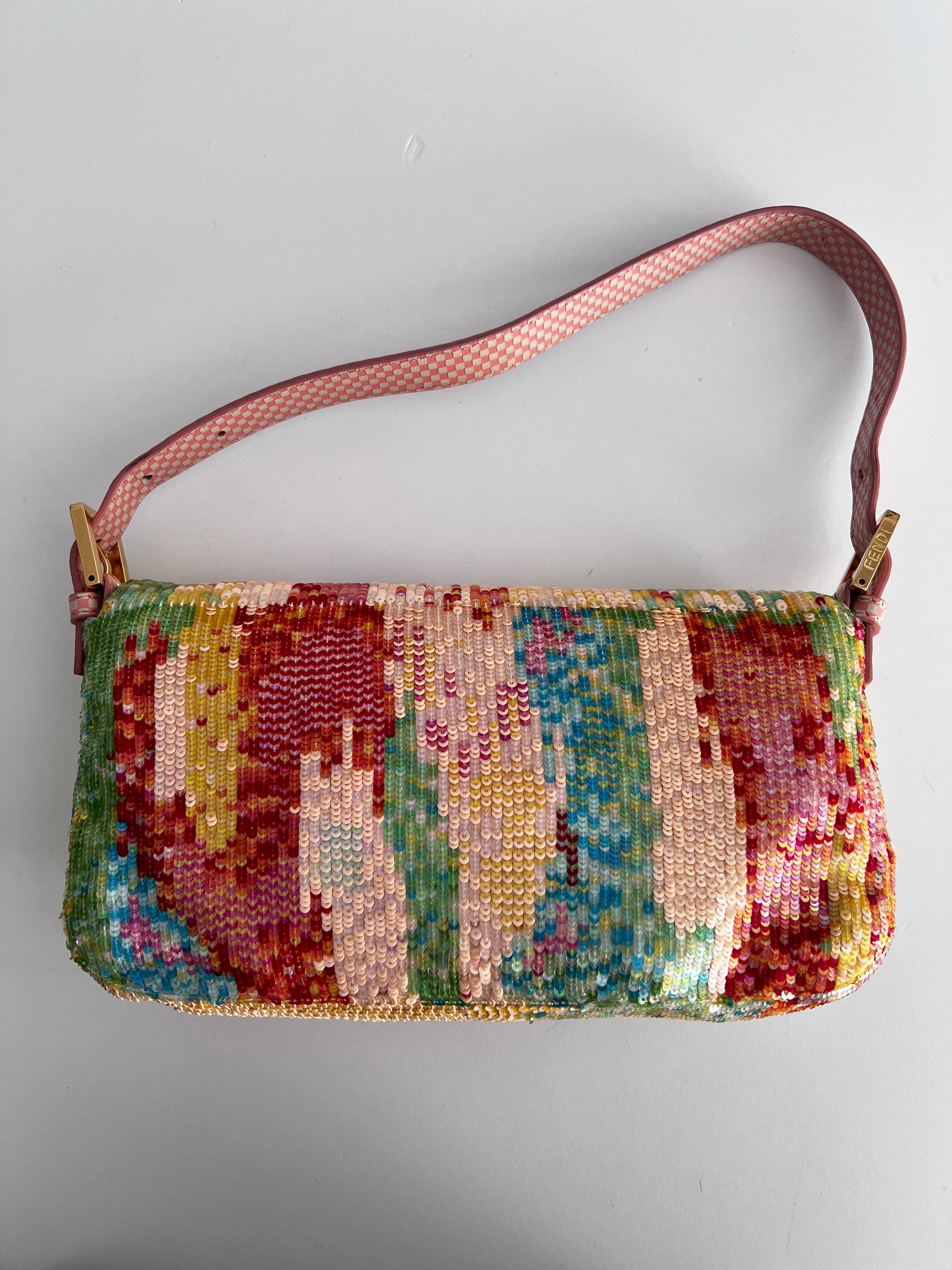 Fendi Rainbow Sequin Baguette Bag 2013 Vintage Designer Handbag for Women - Perfect for Parties, Weddings & Special Occasions