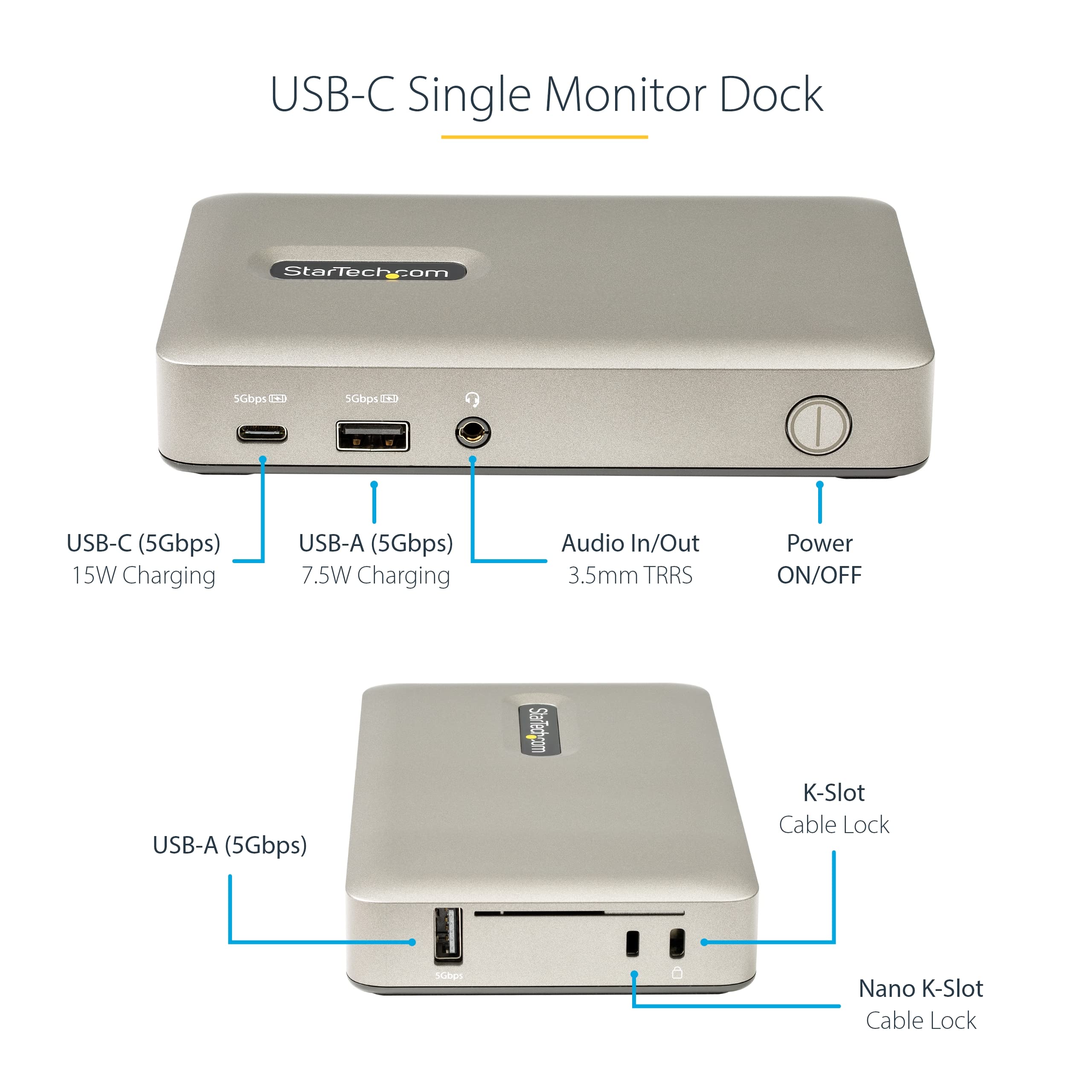 StarTech.com USB C Docking Station - 4K 30Hz USB-C to DisplayPort/VGA Adapter with 65W Power Delivery, 4-Port USB 3.1 Hub & Ethernet - Universal Laptop Dock for MacBook, Dell, HP (DKM30CHDPD) - Perfect for Home Office & Multi-Monitor Setup
