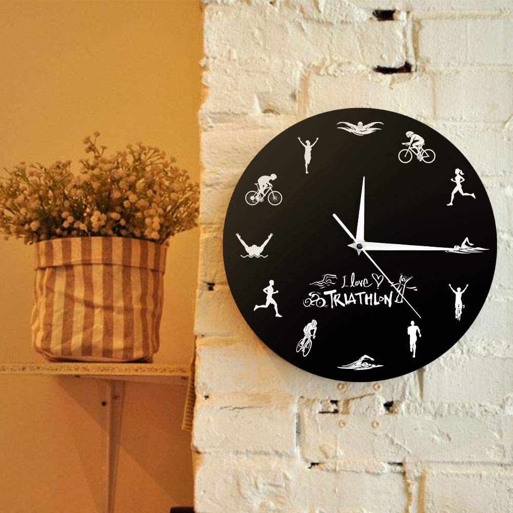 Triathlon Wall Clock - Sports Decor for Kitchen, Office & Gym