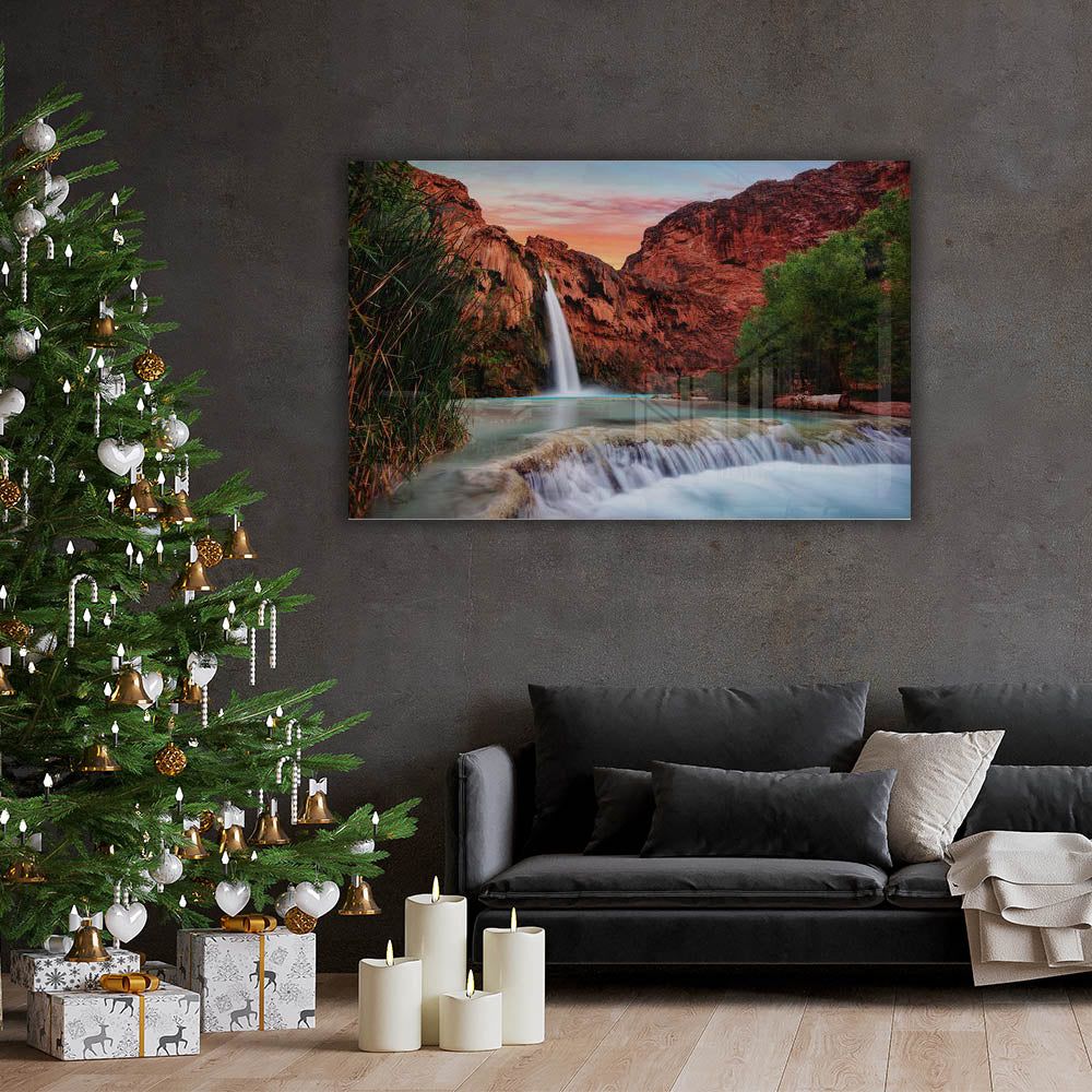 Stunning Waterfall Landscape Wall Art - Nature-Inspired Home Decor for Living Room, Bedroom & Office