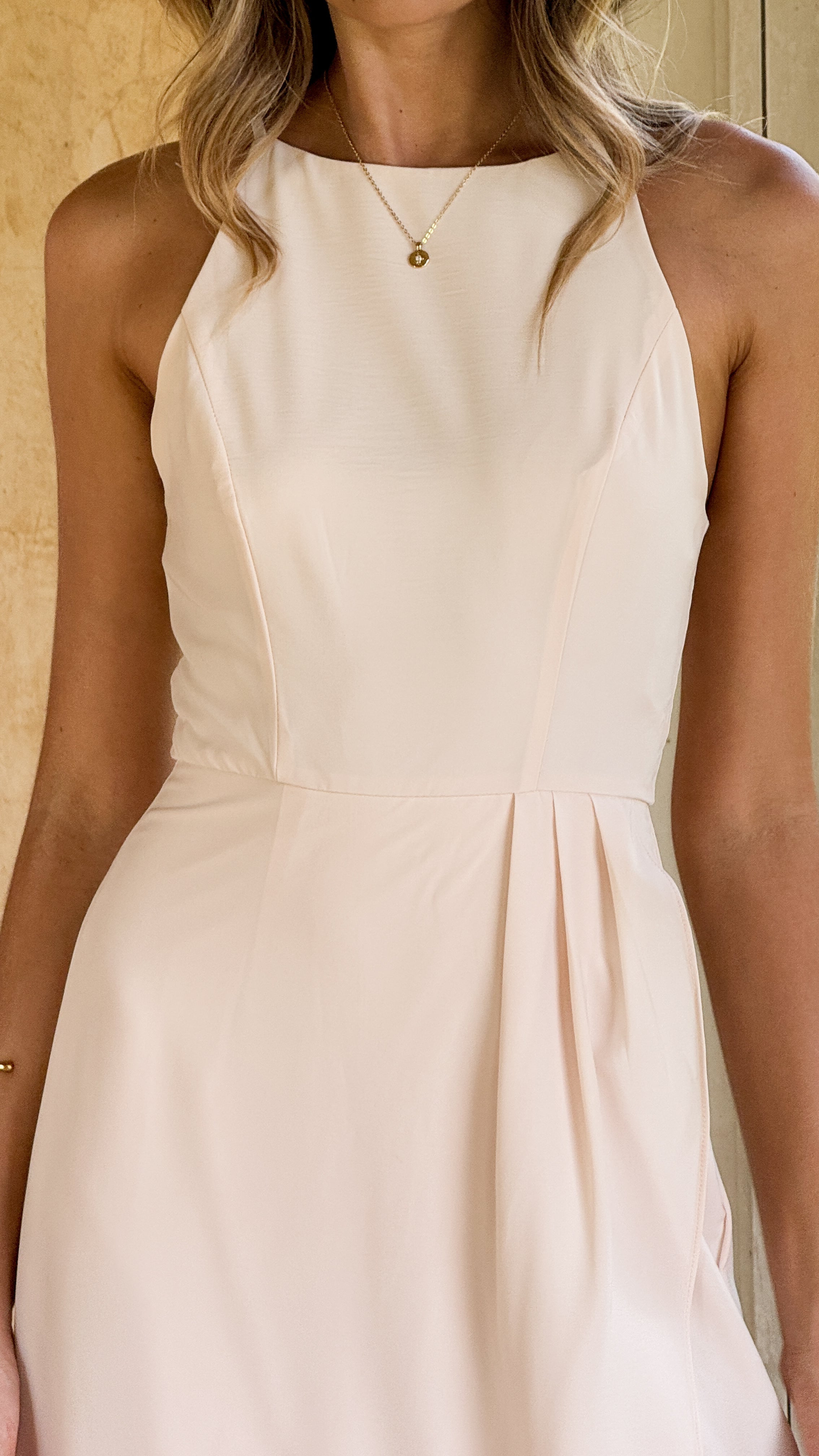 Genevieve Elegant Boat Neck Maxi Dress in Ivory - Perfect for Weddings, Parties & Summer Vacations
