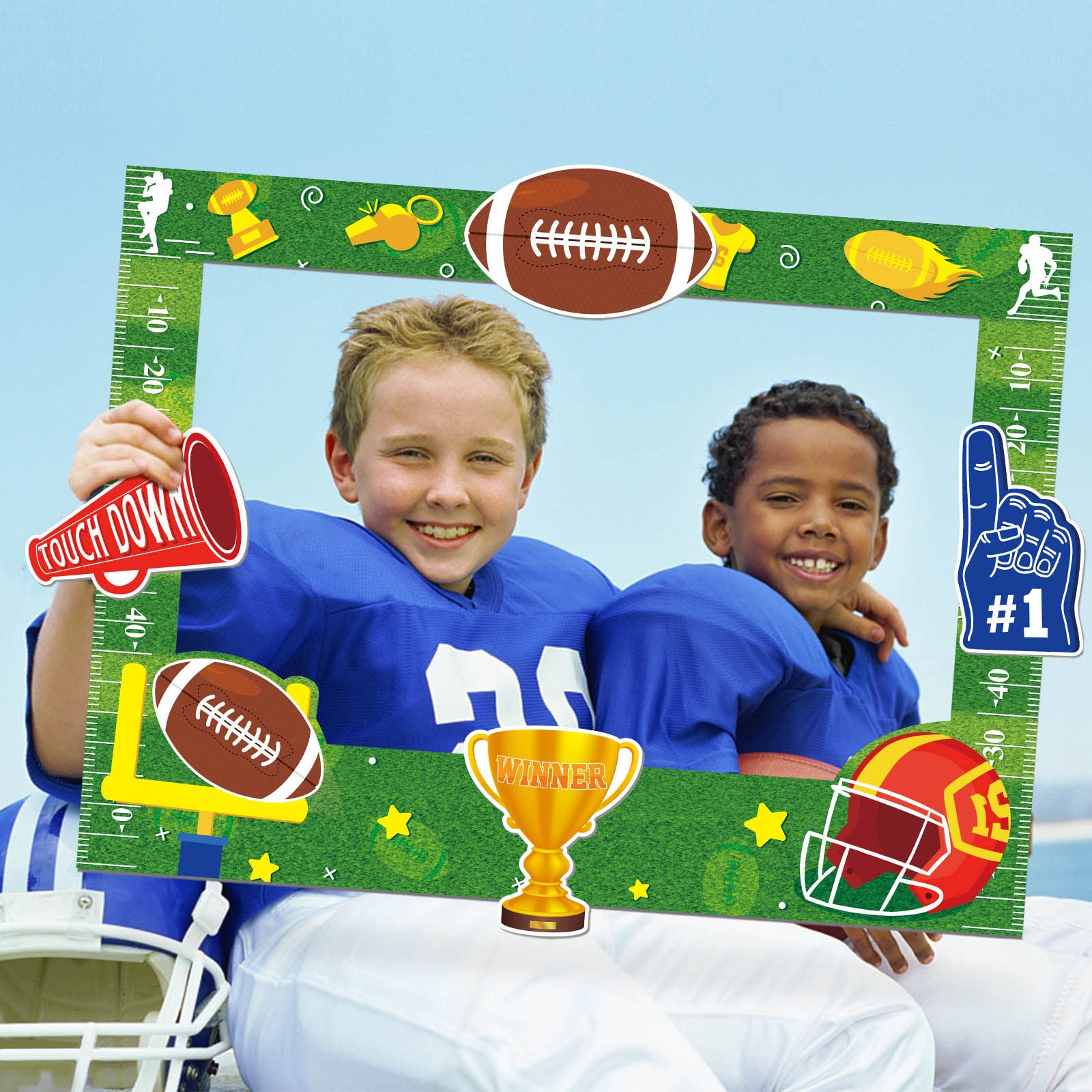 Super Bowl Game Photo Frame - Large Football Sport Party Decorations, Game Day Supplies for Super Bowl Parties & Tailgating