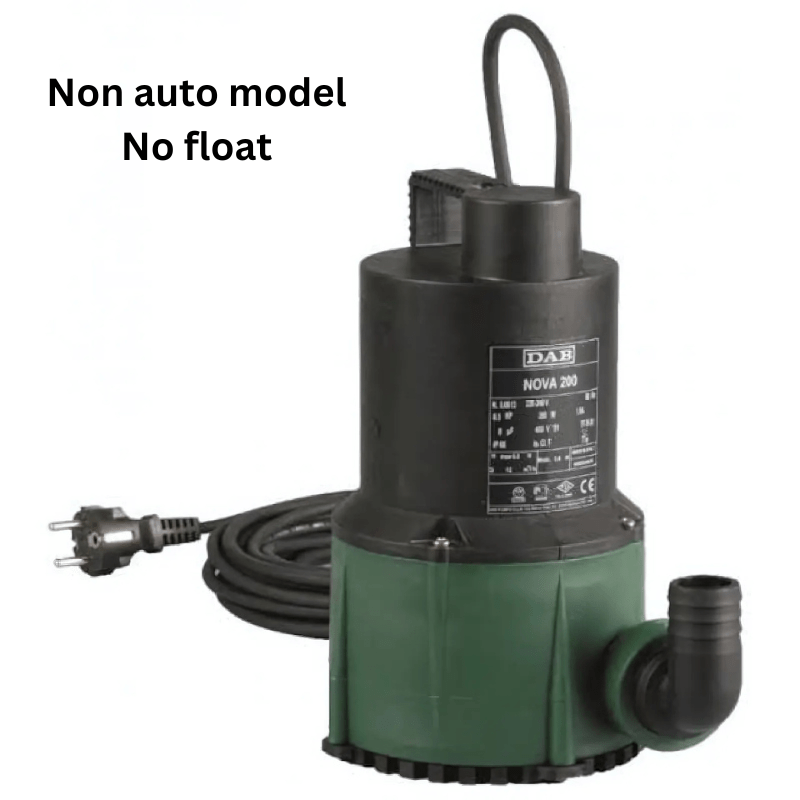 DAB NOVA 200 Submersible Water Pump - 5m Cable, Manual Control (No Float Switch) - Ideal for Drainage, Pond Cleaning & Water Transfer