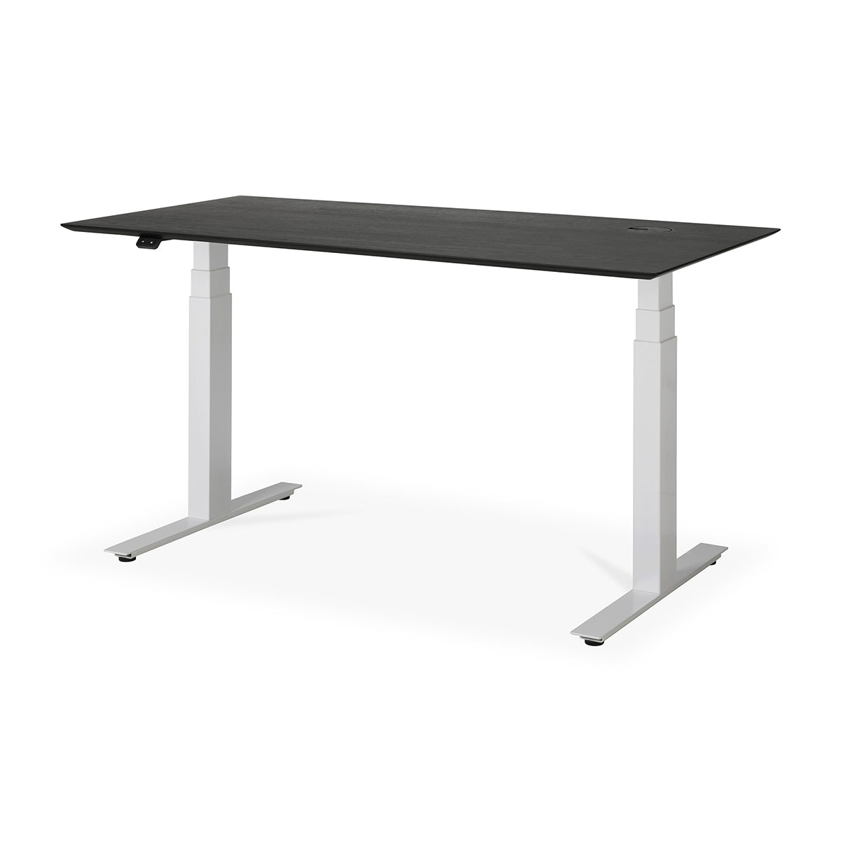 Adjustable Rectangle Office Desk with Cable Management - 140cm (Oak Black, White) - Perfect for Home Office, Study Room & Small Workspace