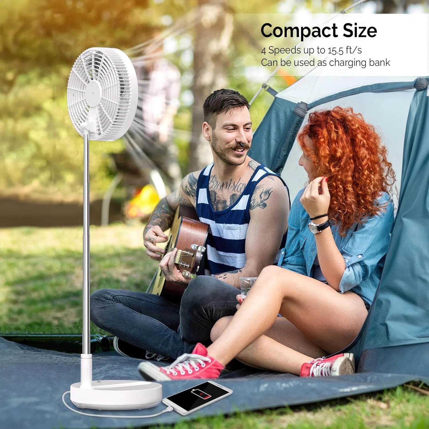 Senelux P11 Battery Operated Fan with Remote Control - Portable Cooling Fan for Home, Office, Outdoor Camping & Travel