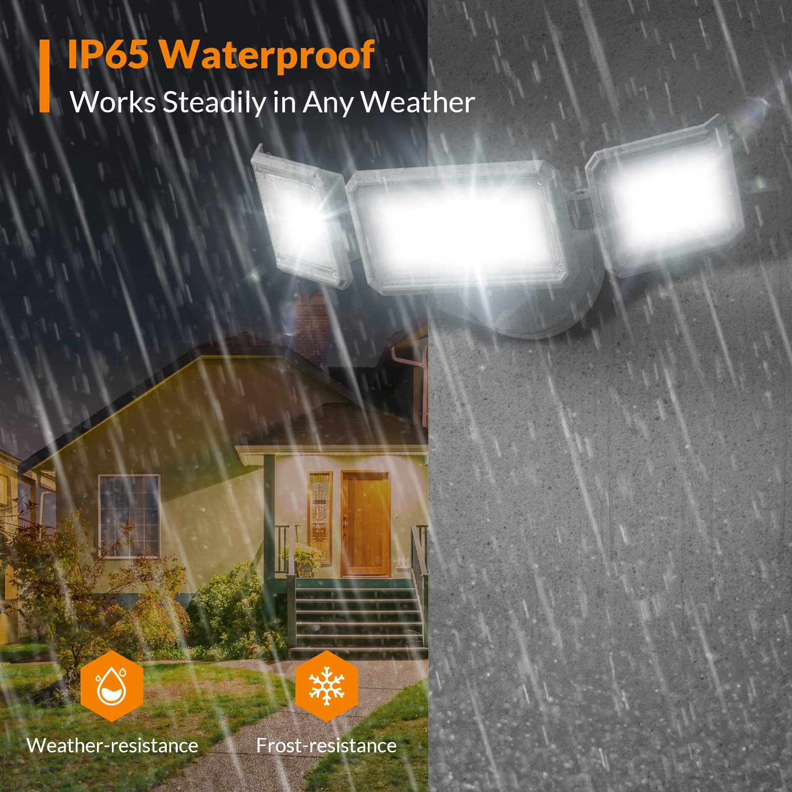 LEPOWER 42W LED Flood Lights Outdoor - 4200LM Ultra Bright Security Lighting with 3 Adjustable Heads, Switch Controlled, 220° Wide Angle, IP65 Waterproof for Garage, Yard, Porch, Backyard (White) - Perfect for Home Security, Landscape Lighting, and Outdoor Events