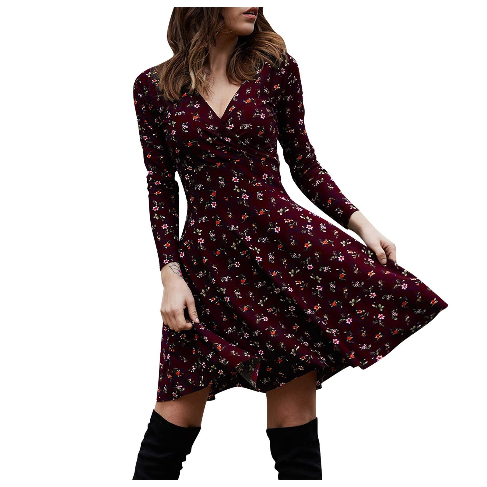 Elegant Women's Floral Lace Short Sleeve Ruched Swing Dress - Round Neck Summer Beach Dress for Vacation, Party & Date Night