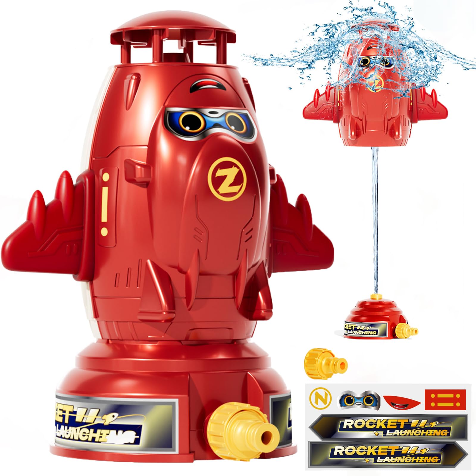 Outdoor Water Rocket Sprinkler Launcher Toy for Kids Ages 4-8 - Fun Summer Backyard Water Play & Birthday Gift for Boys & Girls - Perfect for Pool Parties, Garden Games & Outdoor Family Fun