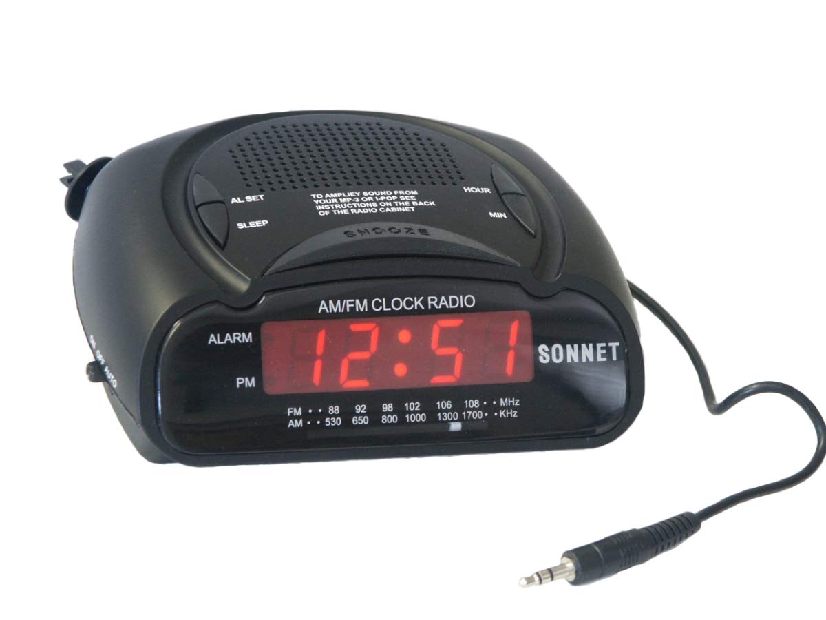 R-1662BMP3 Digital Clock Radio with Bluetooth, USB Charging & Aux Input - Black | Bedroom, Office, Travel Alarm Clock with FM Radio & Night Light