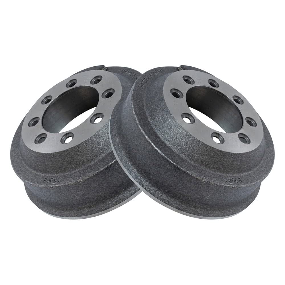 TRQ Rear Brake Drum Pair Set Compatible with 1987-1991 Ford E250/E350 Van & 1985-1997 Ford F250/F350 Truck - Heavy Duty Replacement for Smooth Braking Performance in Commercial & Fleet Vehicles