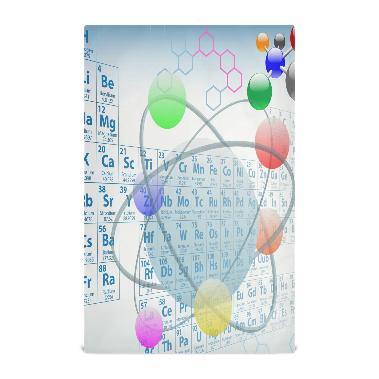 6 Pack Chemistry Periodic Table Kitchen Towels - Absorbent Dish Cloths, Tea Towels & Bar Towels with Hanging Loop (18