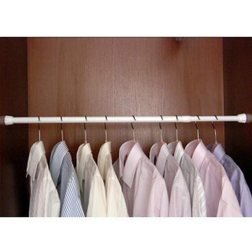 Adjustable Spring Tension Curtain Rod 55cm-95cm, White Shower & Closet Curtain Holdback - Perfect for Bathroom, Bedroom, and Window Decor