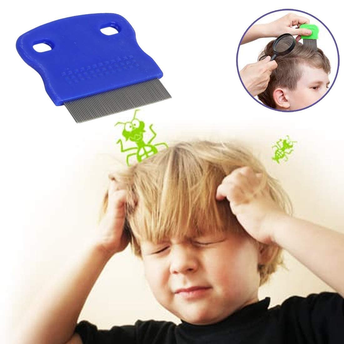 MAPPERZ Stainless Steel Lice Comb with Metal Teeth - Professional Nit & Egg Remover for Head Lice Treatment - Perfect for Home, School & Travel Use