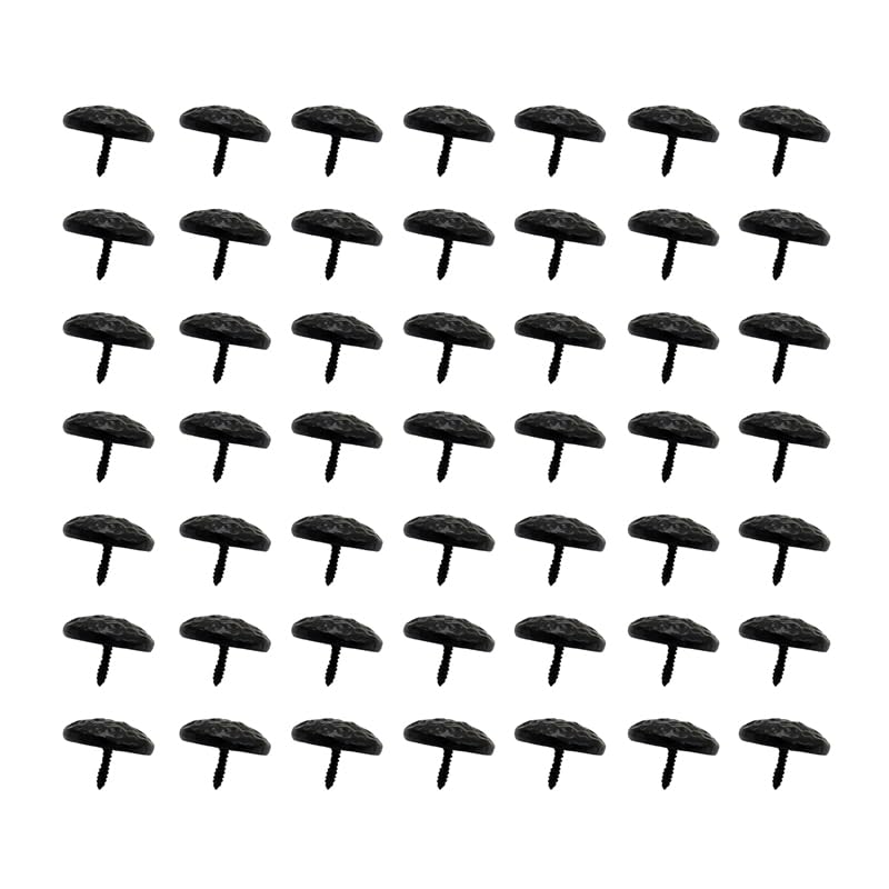 Adonai Hardware 33mm Antique Black Cast Iron Textured Door Stud with Back Screws - 50-Piece Pack - Black Powder Coated - Perfect for Vintage Doors, Cabinets & Furniture Restoration