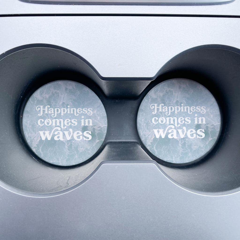 Joyride Home Décor 2-Pack Ceramic Car Coasters Set - 2.65 Inch Round Non-Slip Cup Holders for Vehicles - Protect Your Car Interior & Express Personal Style - Perfect for Coffee Lovers & Commuters