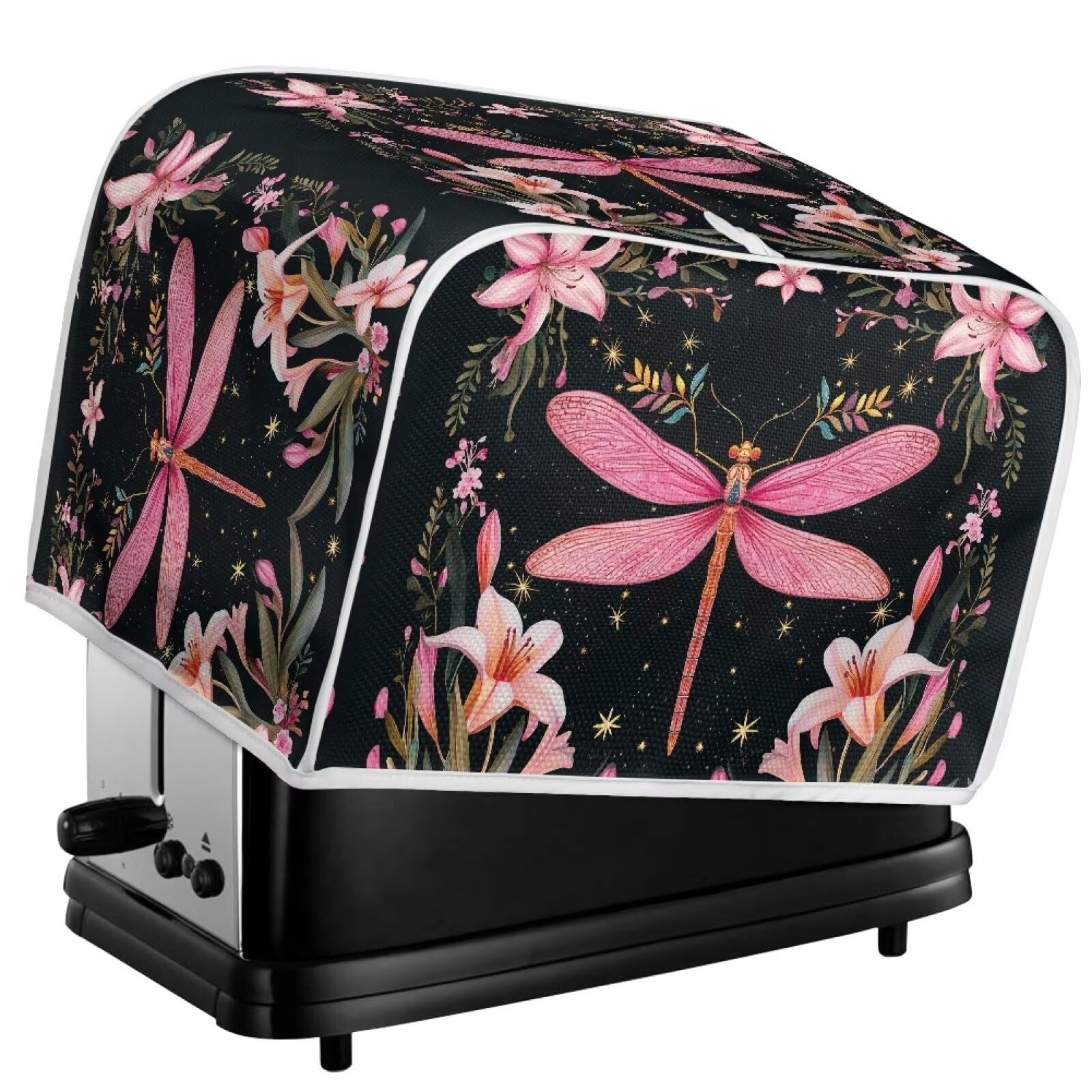 Mumeson 2 Slice Toaster Cover - Tulip Dragonfly Design Kitchen Appliance Protector - Lightweight Bread Maker Cover for Toasters - Perfect for Home, Kitchen, Breakfast & Dining Room Decor