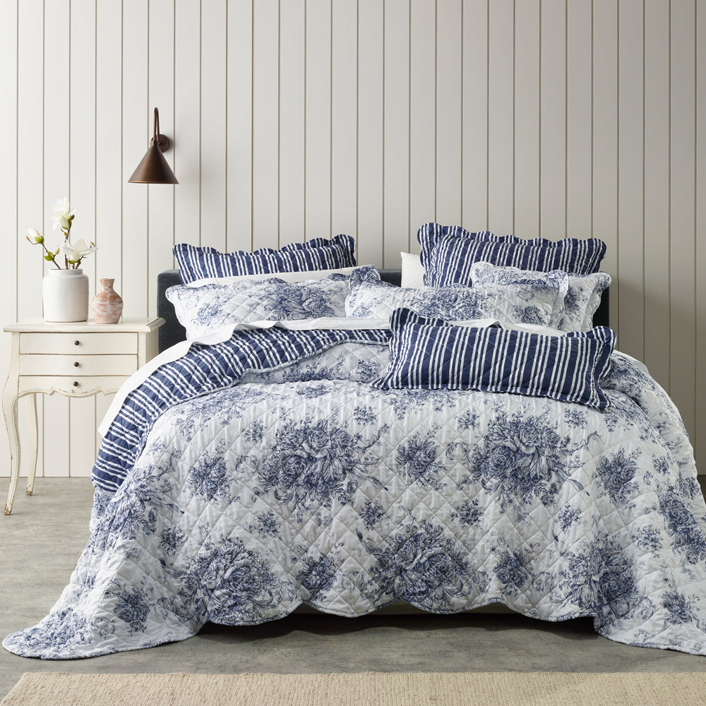 Amorette Blue Bedspread Set for Single Bed - Soft & Stylish Bedding Cover - Perfect for Guest Room, Dorm, or Kids' Bedroom Decor