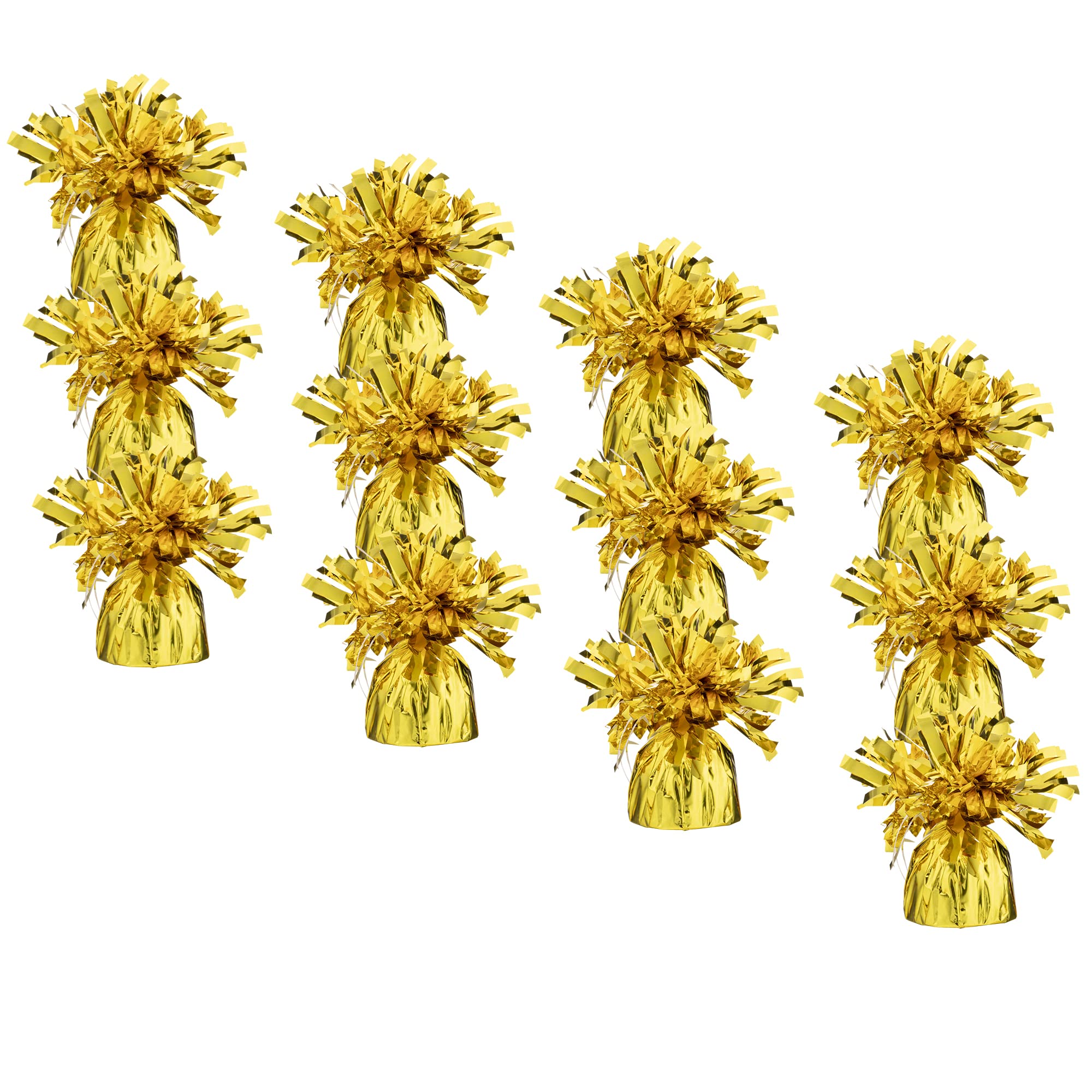 Premium Gold Balloon Weights - Pack of 12 Heavy Duty Metallic Foil Weights for Helium Balloons | 4.8