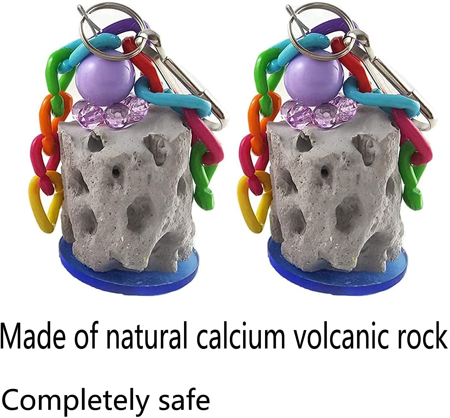 2Pcs Parrot Grinding Stone Chew Toys - Natural Tree Root Design Teeth Cleaning Chewing Stone for Birds & Small Pets (Budgie, Parakeet, Rabbit, Squirrel, Hamster) - Promotes Dental Health & Prevents Boredom