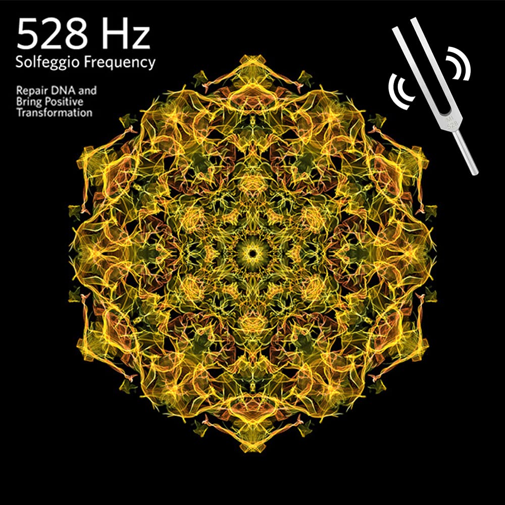 LeSage 528Hz Chakra Tuning Fork for Healing, DNA Repair & Brain Stimulation | Solfeggio Frequency Sound Therapy Tool with Silicone Hammer & Cleaning Cloth | Perfect for Meditation, Energy Healing & Sound Bath Sessions