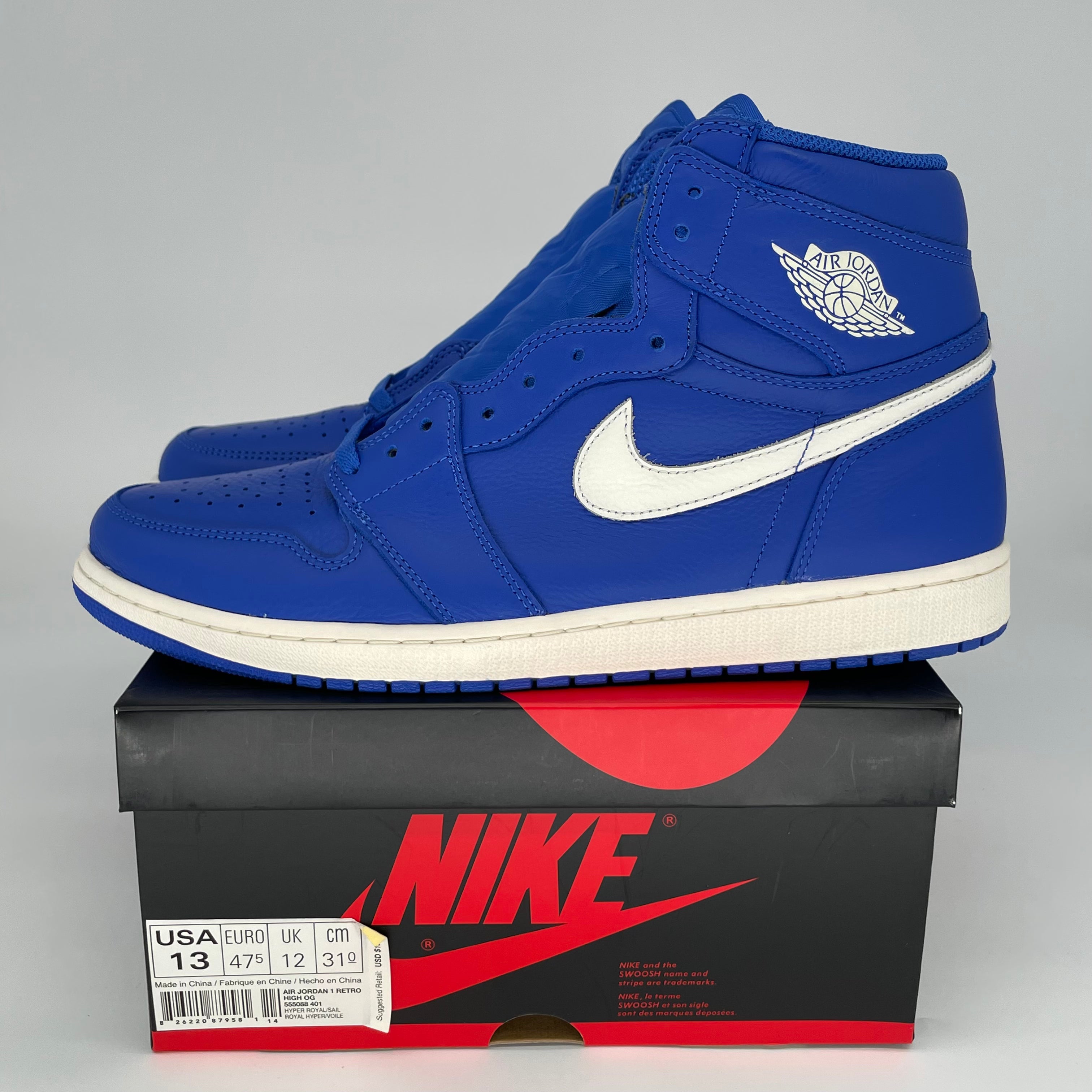 Air Jordan 1 Hyper Royal Men's Basketball Shoes Size 13 - Style 555088-401 | Retro Sneakers for Casual Wear & Street Fashion