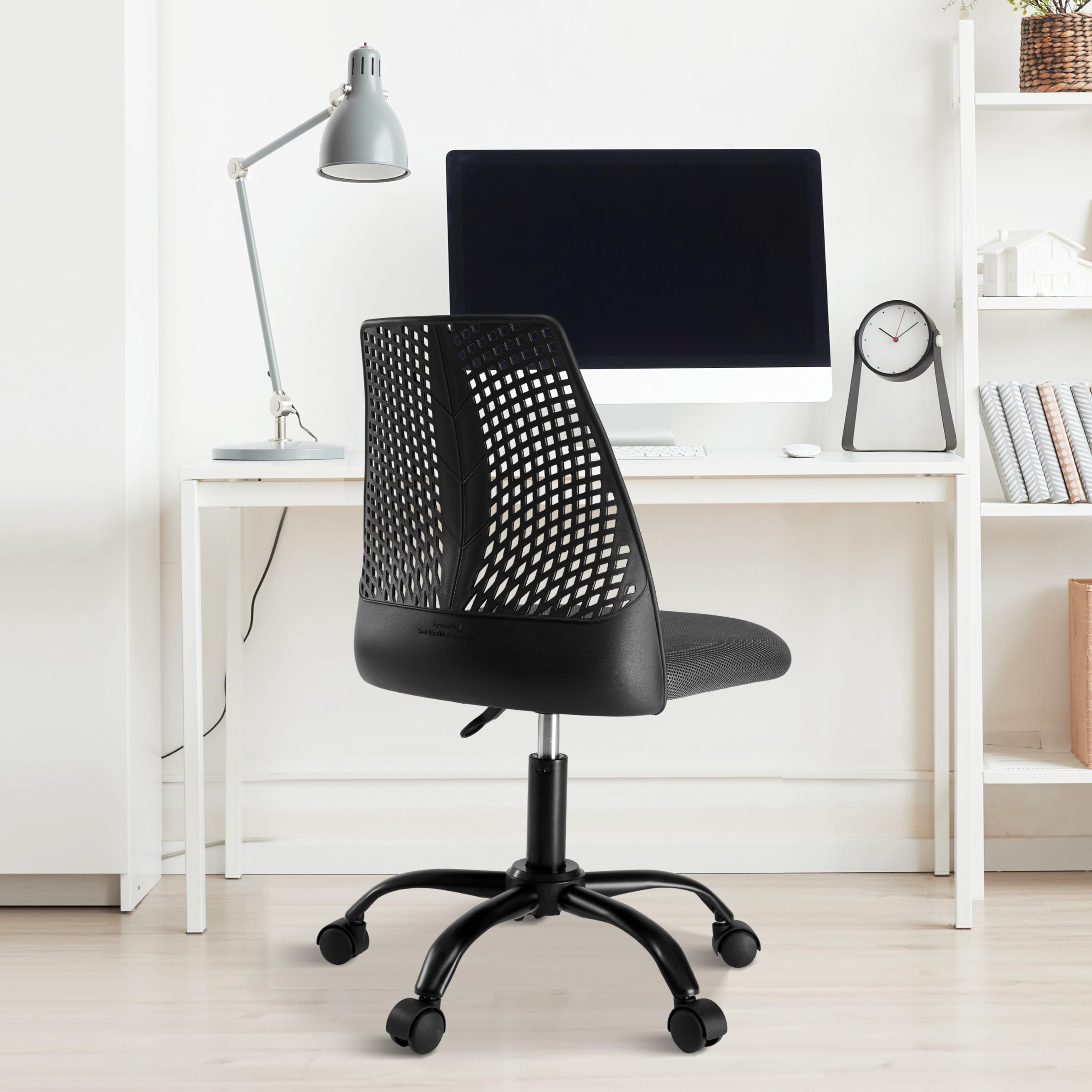 YSSOA Ergonomic Office & Gaming Chair with Lumbar Support, 360° Swivel, Adjustable Height & Heavy-Duty Metal Base - Black & Gray - Perfect for Home Office, PC Gaming & Workstation Setup