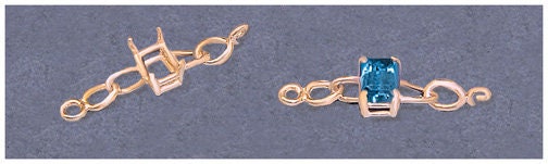 Solid Sterling Silver or 14kt Gold Chain Bracelet Link for 7x5mm & 10x8mm Emerald Cut Gemstones - Custom DIY Jewelry Making Supplies for Handmade Bracelets & Necklaces - Perfect for Gift Giving, Wedding Accessories & Personal Style