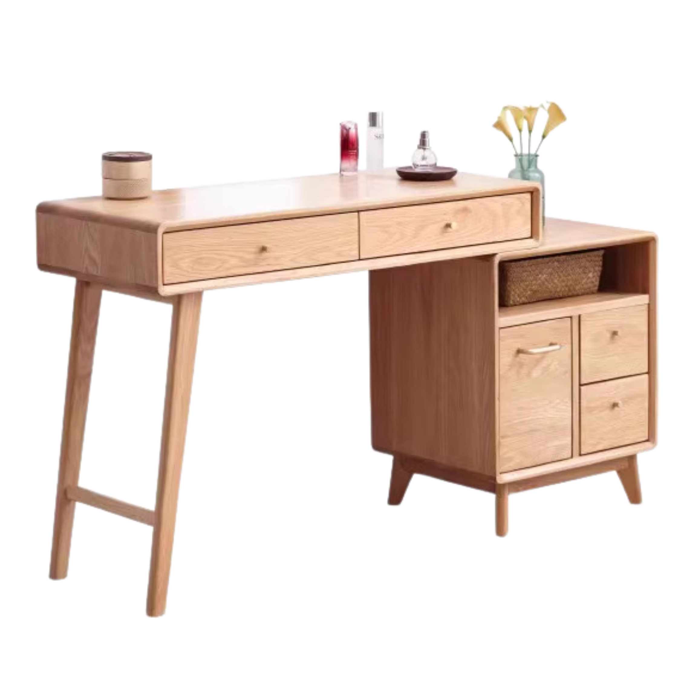 39.4-57.1x15.7x29.5 inch/ 100-145x40x75сm/ Natural Wood Color/ telescopic makeup table drawer cabinet without lock
