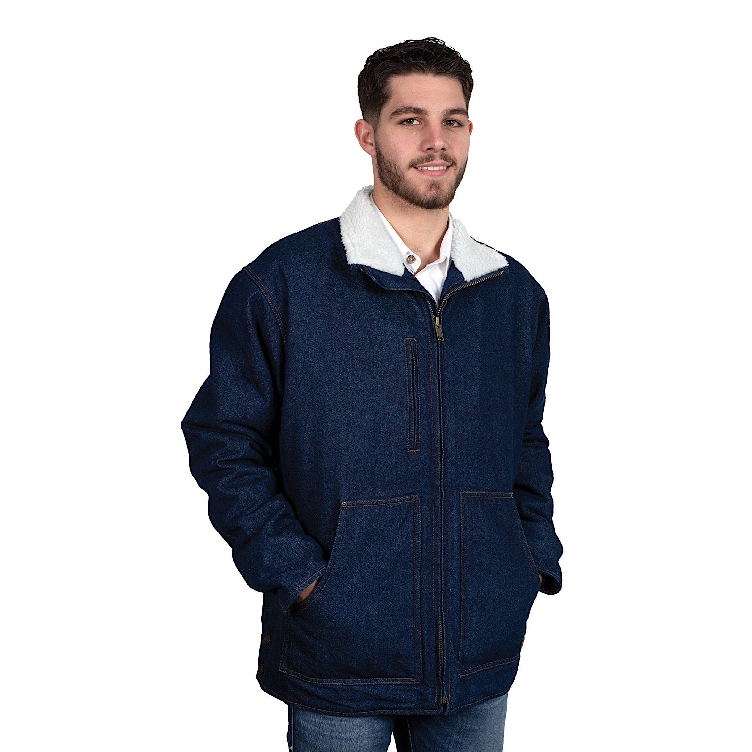 Just Country Men's Diamantina Sherpa Lined Denim Jacket - Dark Indigo Wash, Warm Fleece Lining for Winter & Fall Outdoor Activities