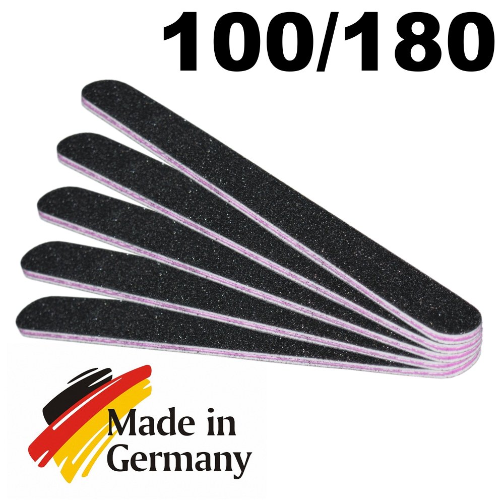 NAILFUN 5-in-1 Nail Files 100/180 Grit - Black/Pink - Professional Manicure & Pedicure Kit for Home & Salon Use