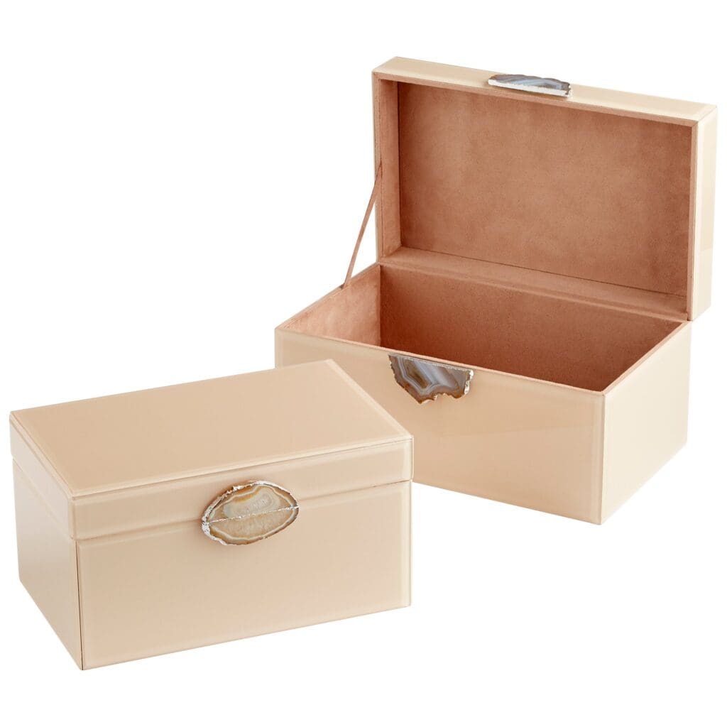 Cyan Design 10744 Bijou Large Beige Decorative Container - Perfect for Home Decor, Bathroom Storage & Office Organization
