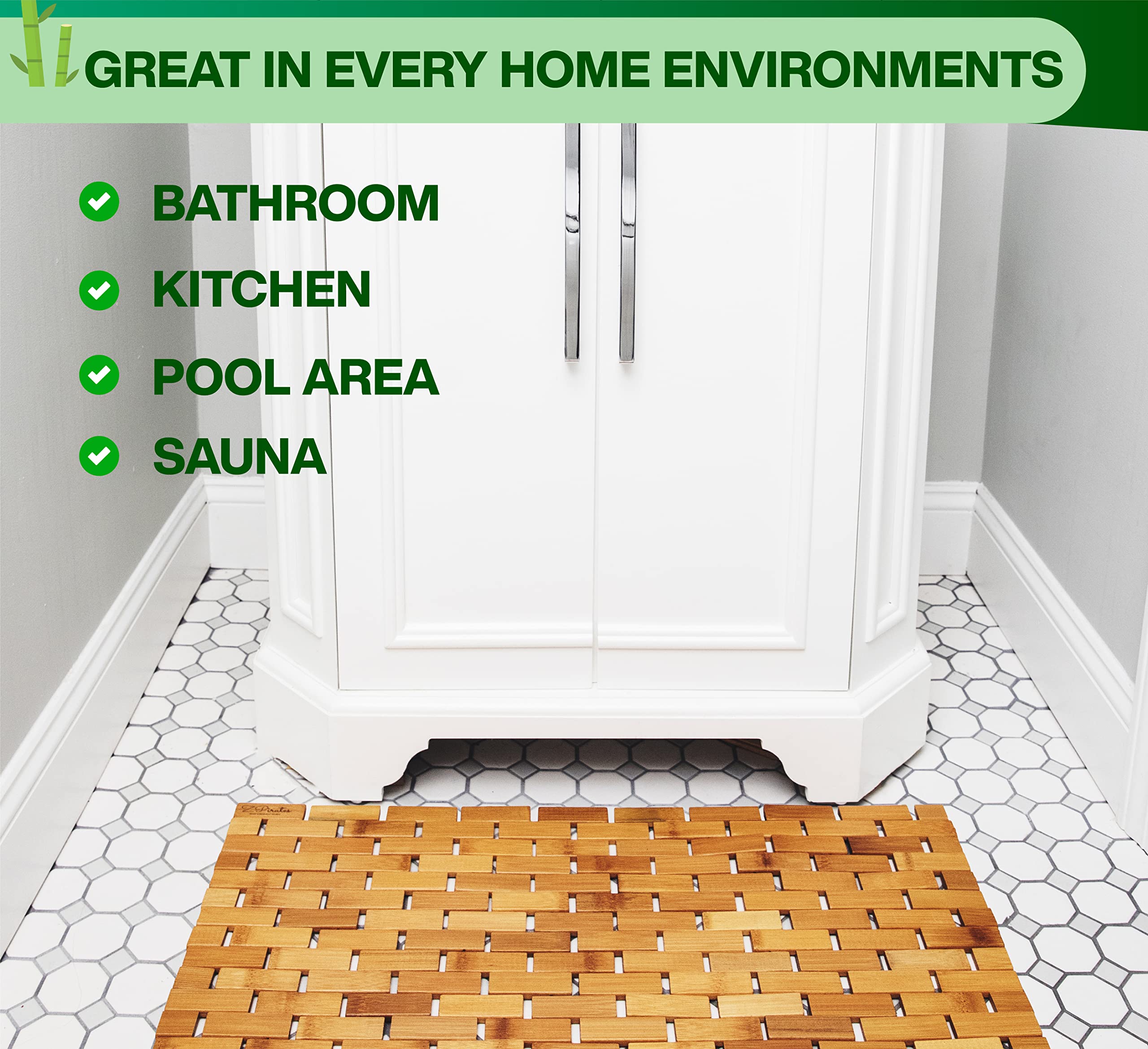 Premium Bamboo Bath Mat - Large 34