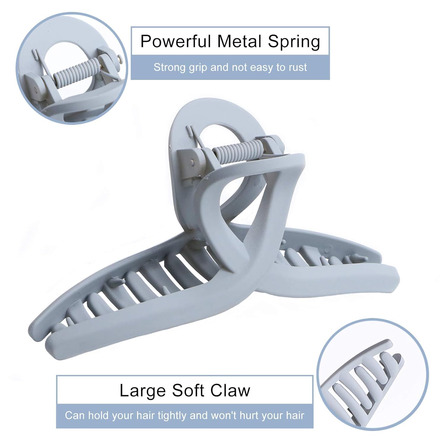 KROGER Large No Slip Matte Hair Claw Clips - 8cm Jaw Butterfly Clips for Women & Girls (4 Pack) - Perfect for Thin, Fine or Thick Hair - Great for Work, Gym, and Everyday Styling