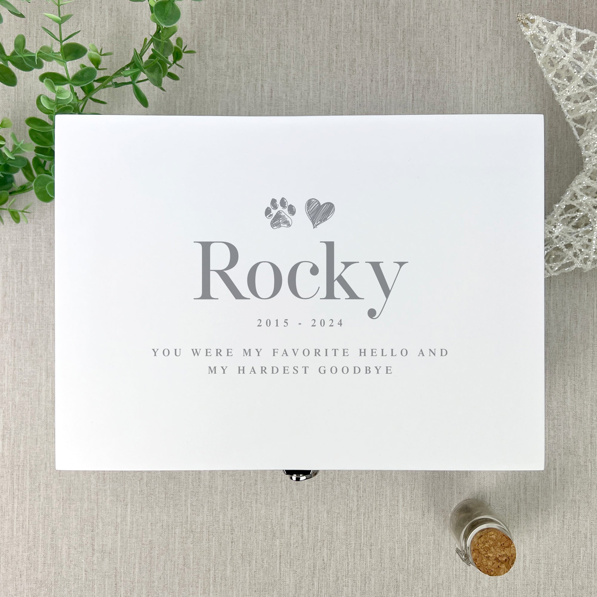 Personalized Pet Memorial Keepsake Box - Engraved White Wooden Urn for Ashes with 3 Size Options (22cm, 27cm, 30cm) - Perfect for Honoring Beloved Dogs, Cats & Pets at Home or Memorial Services