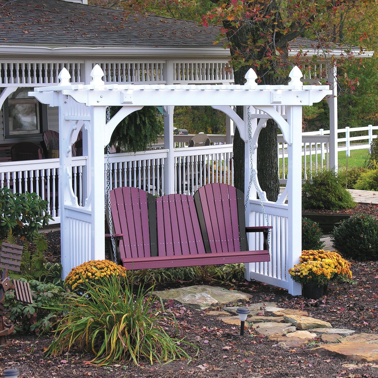 LuxCraft Classic Vinyl Swing Stand - Heavy Duty Outdoor Porch Swing with Weather-Resistant Material for Patio, Garden, Backyard Relaxation