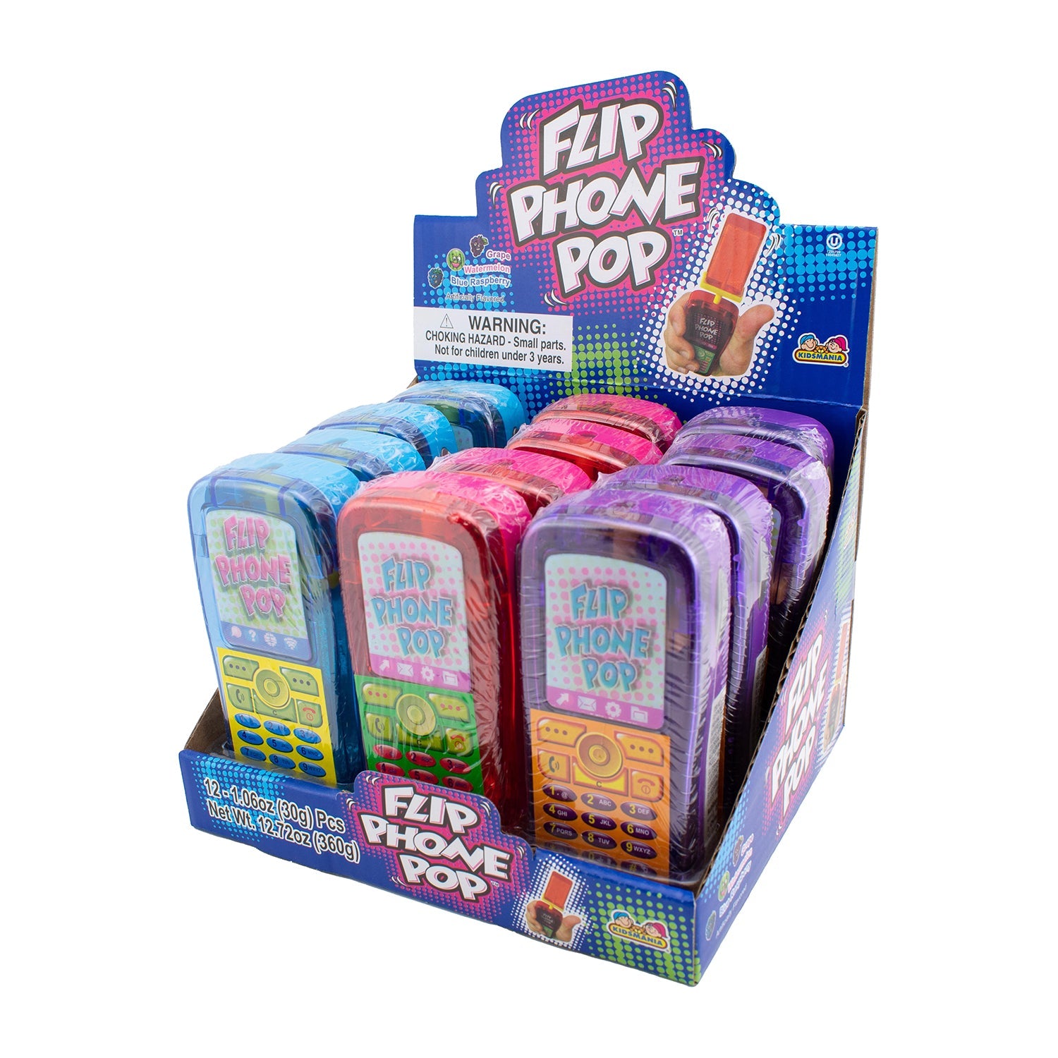 Kidsmania Flip Phone Pop - 12 Count Box | Fun Bubble Wrap Toy for Kids Stress Relief & Sensory Play | Perfect for Birthday Parties, Classroom Rewards & Fidget Toys