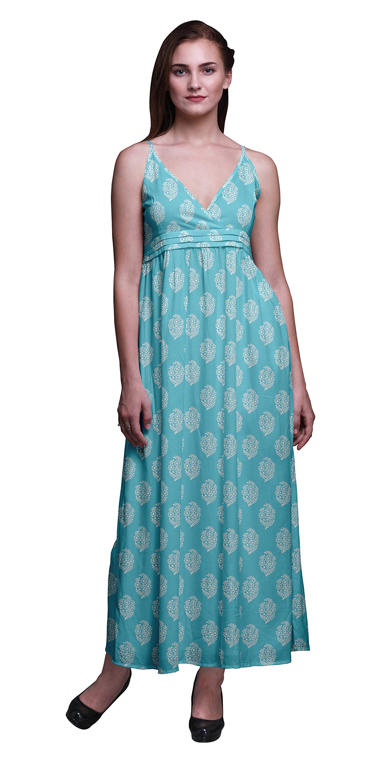 Bimba Women's Printed Sleeveless Bohemian Maxi Dress - Strappy Summer Beach Cover Up for Vacation, Pool Party & Casual Outings