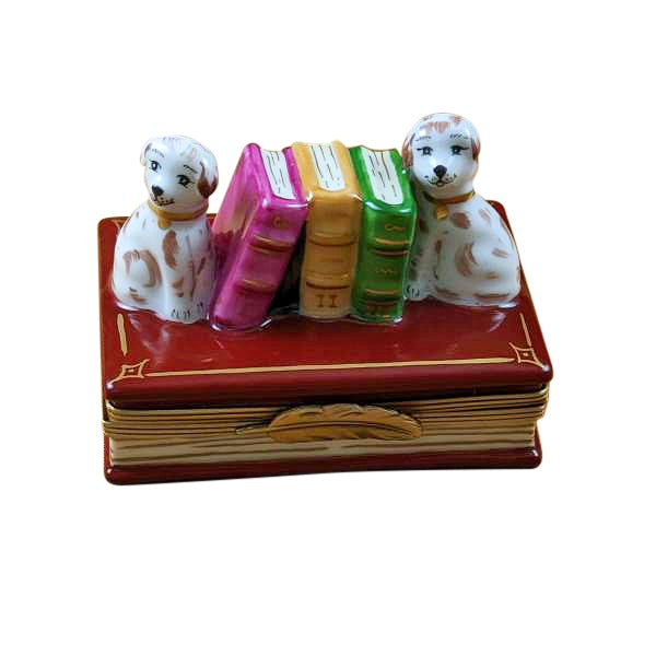 Limoges Dog Bookends - Handcrafted Ceramic Book Holders for Shelves & Desks | Perfect for Home Office, Library & Gift Ideas
