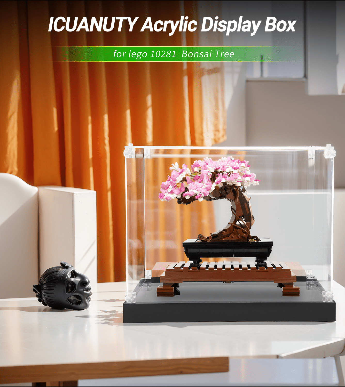 Lego Icons Bonsai Tree 10281 Display Case - Clear Acrylic Protector for Collectible Building Sets - Perfect for Home Decor, Office Display & Gift Showcase